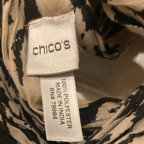 Chico's Black and Cream Patterned Scarf - Picture 2 of 5